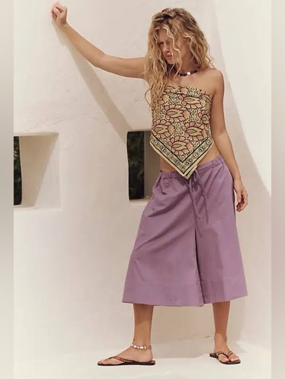 FREE PEOPLE Menorca Slouchy Capri Pants in Mauve Lilac Orchid NWOT